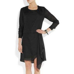 acne black open back asymmetric chiffon dress